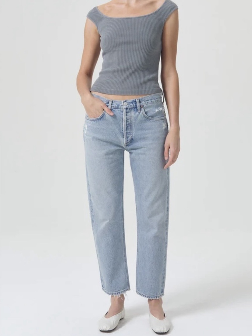 Agolde Parker Jeans Straight-Leg Distressed Jeans - #95
